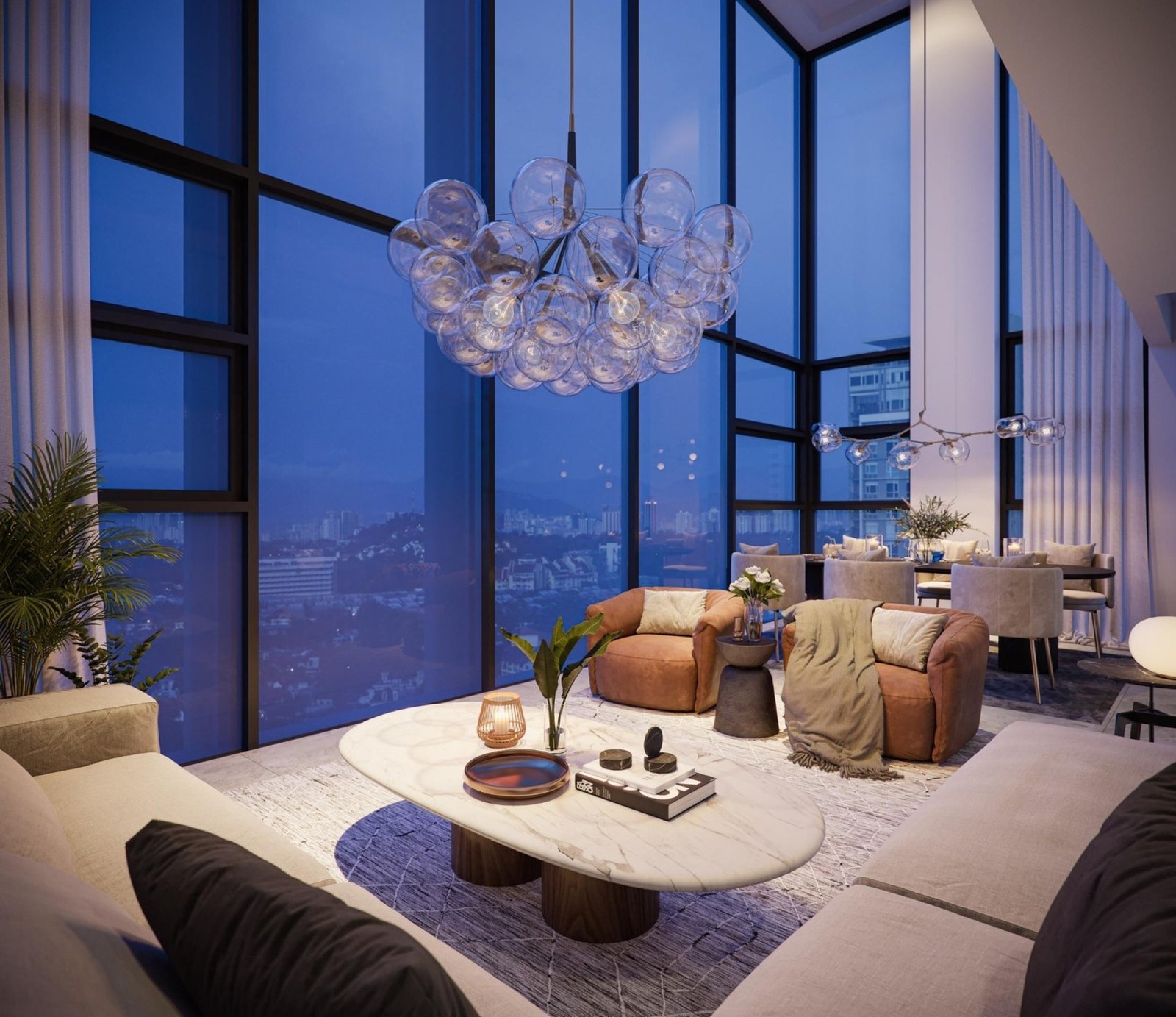 111 Menerung double-volume duplex living room: artist's impression