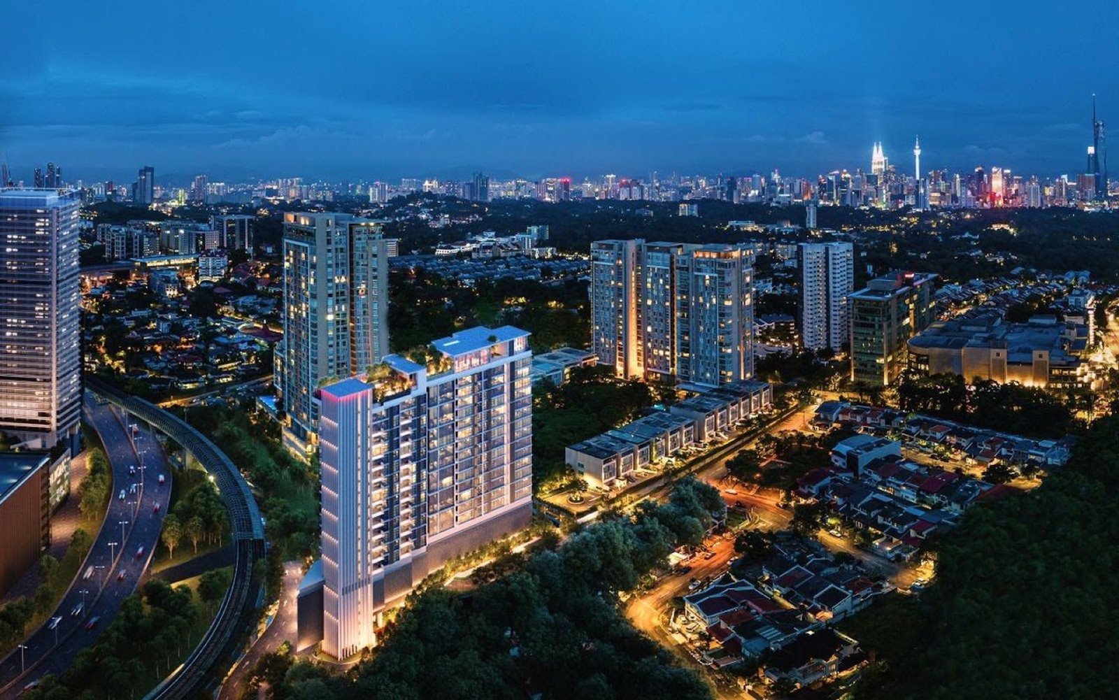111 Menerung and the Bangsar skyline at night: artist's impression