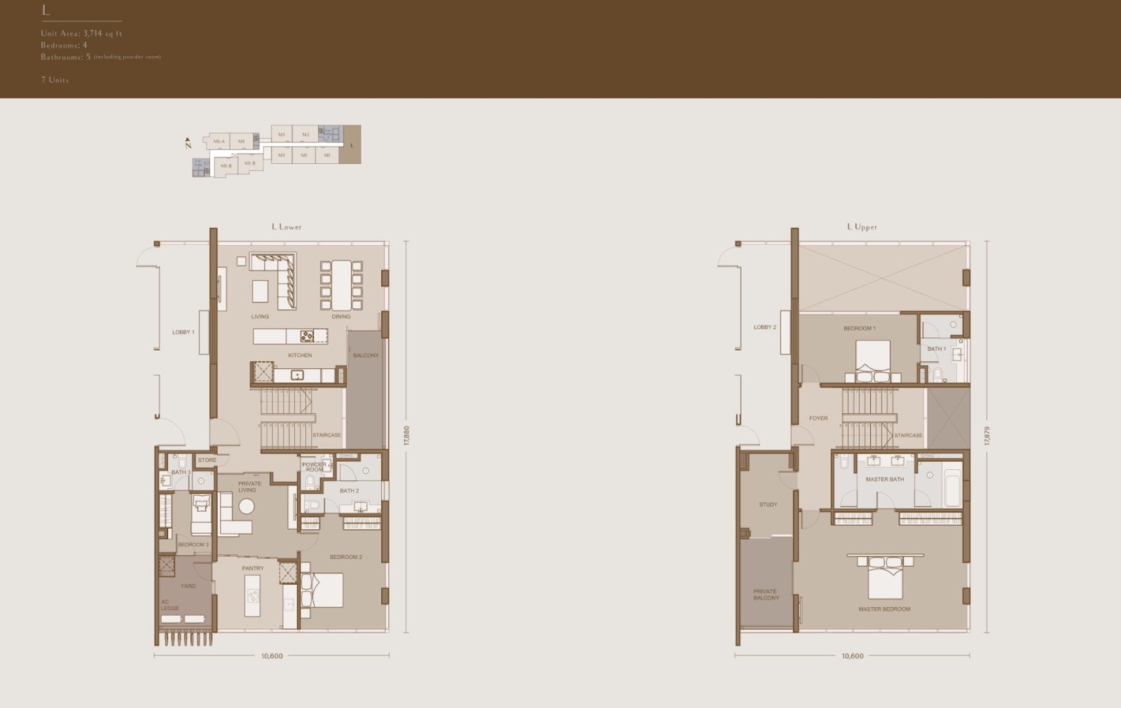 111 Menerung Type L duplex floor plan, 4 bedroom, 3,714 sq ft
