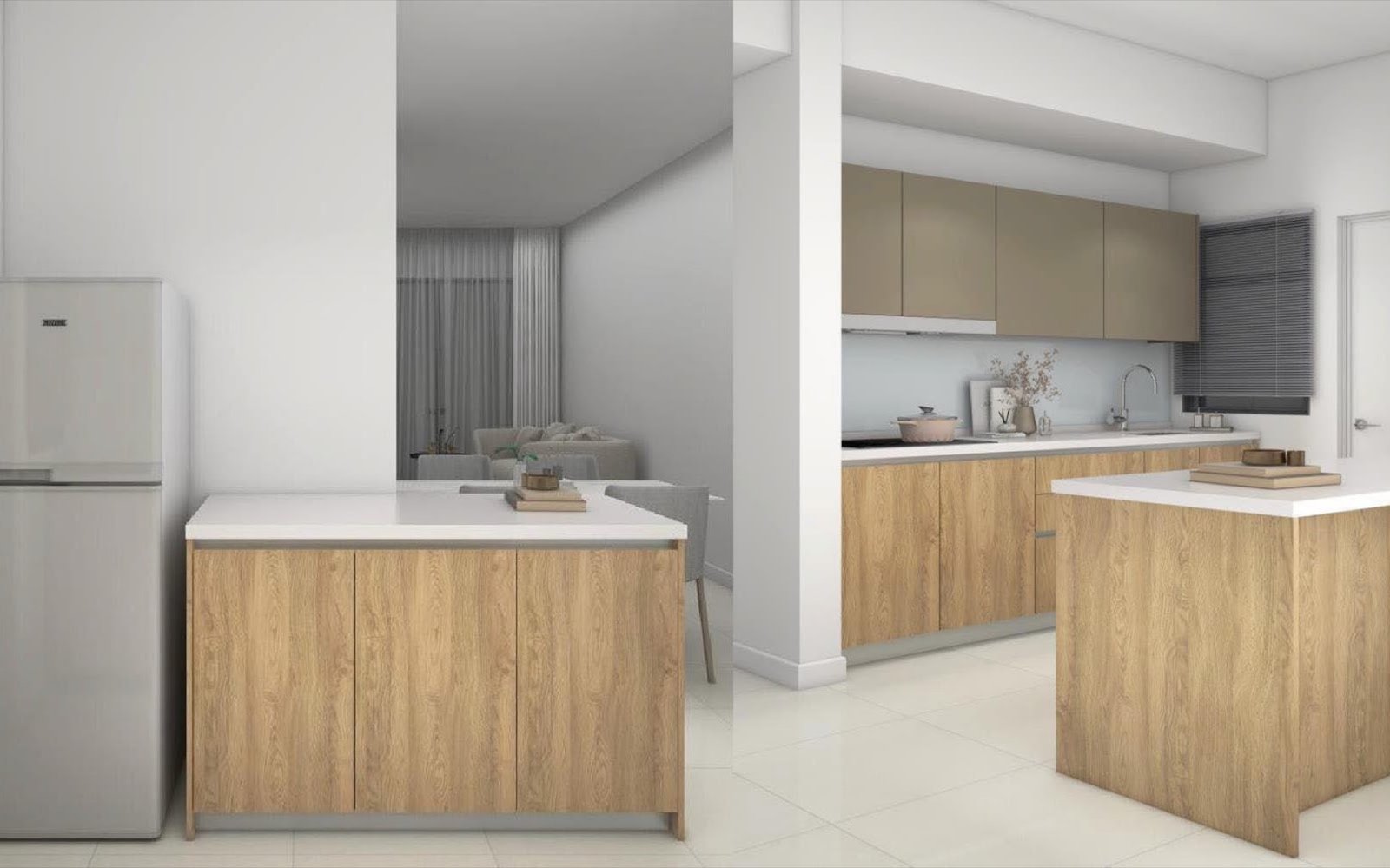Alora Residences kitchen with island: artist's impression