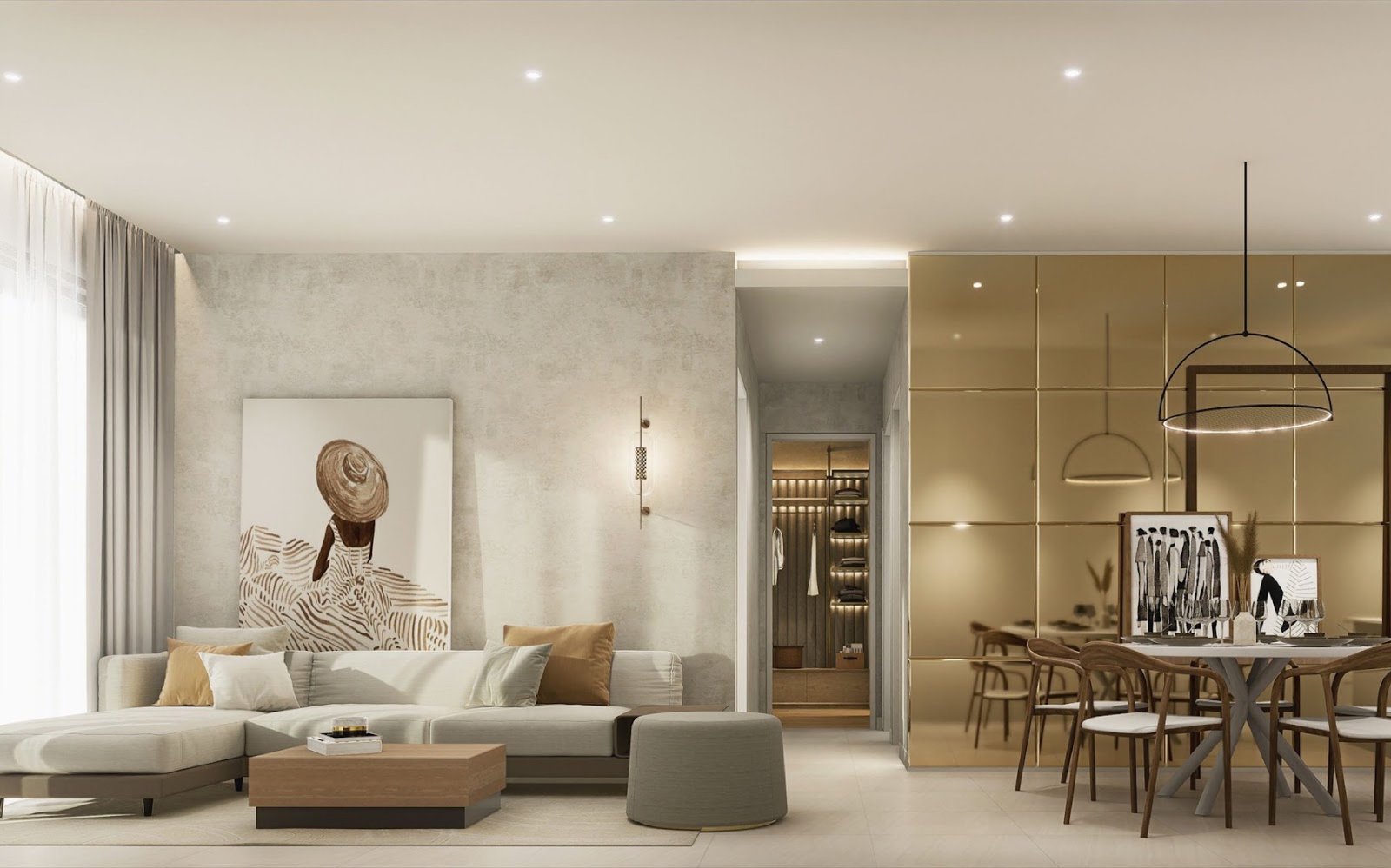 Amara Residences living and dining room: artist's impression