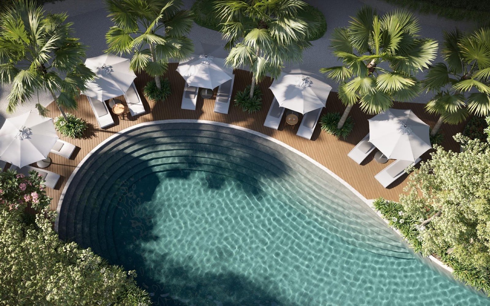 Amaya Residences lagoon pool from above: artist's impression