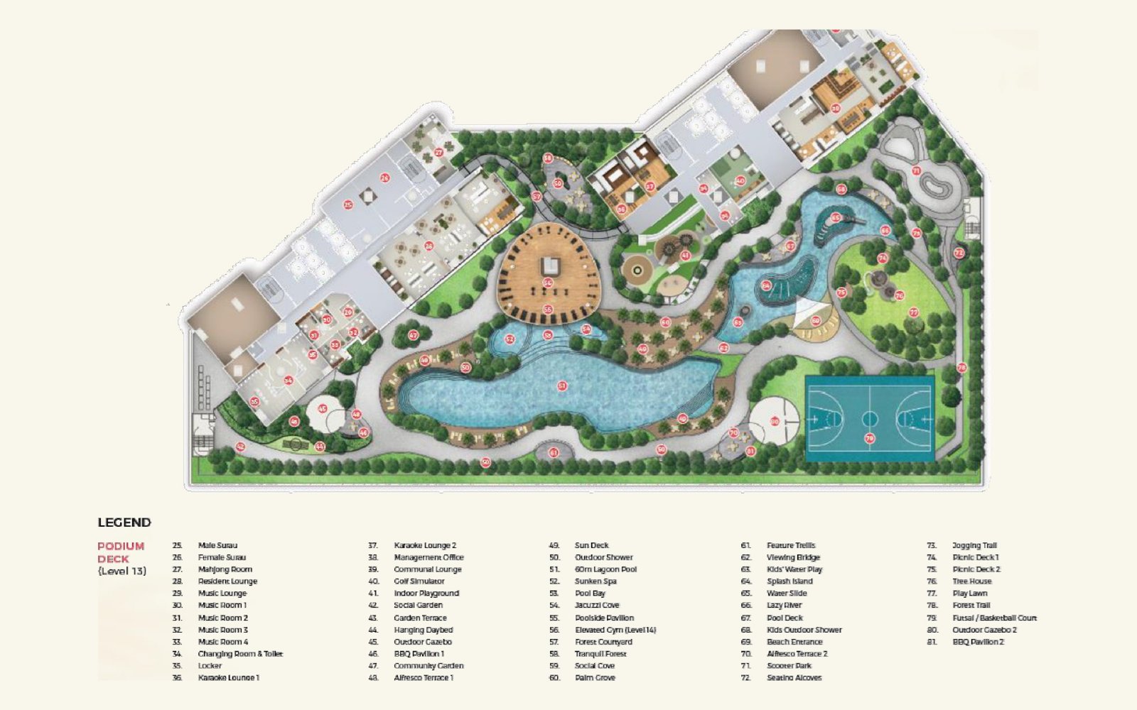 Amaya Residences Level 13 podium deck facility plan