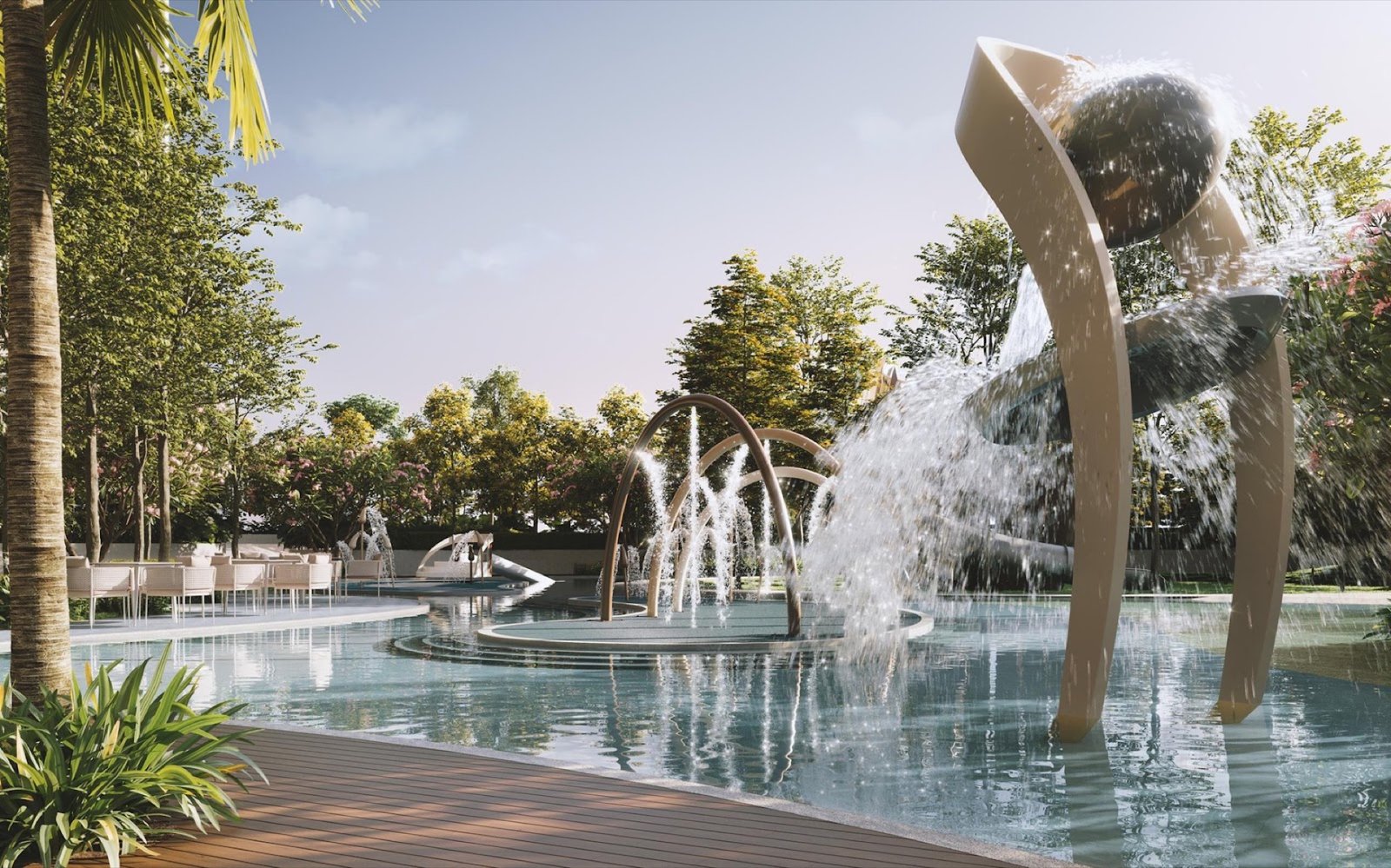 Amaya Residences pool with water feature: artist's impression