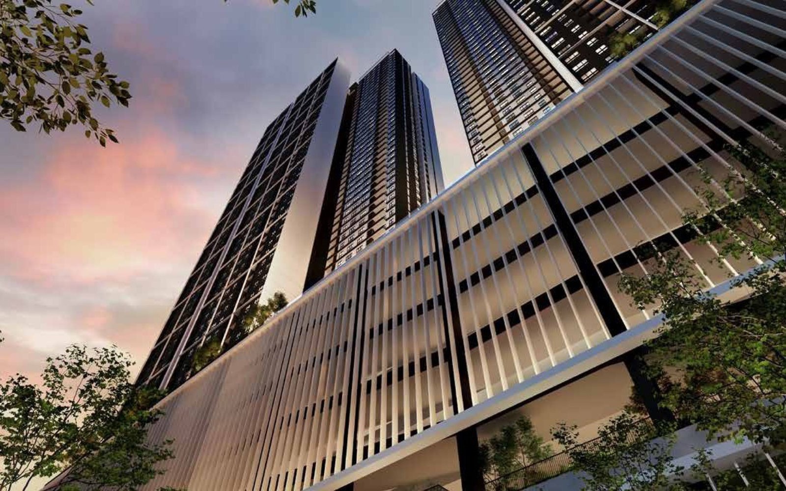 Aras Residences towers seen from below: artist's impression