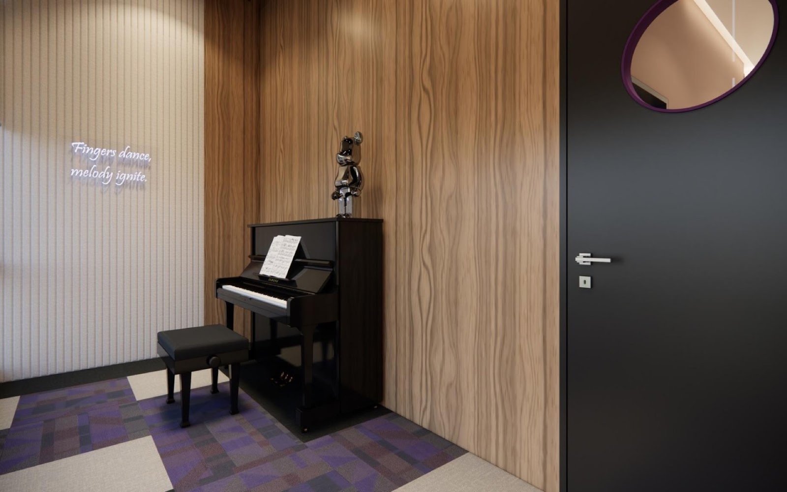 Aricia Residences music room with piano: artist's impression