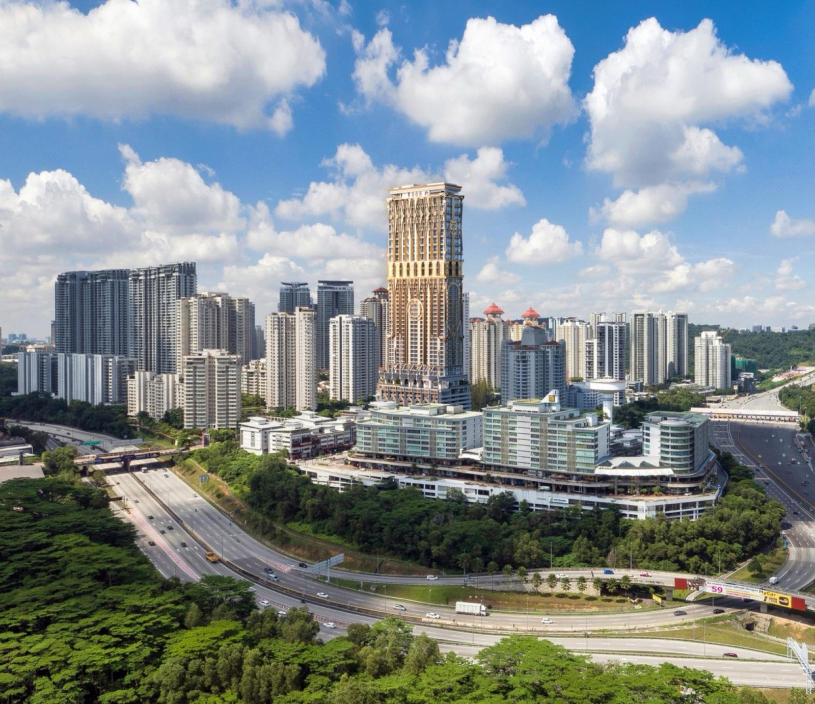 Arte Solaris, Solaris Mont Kiara: artist's impression of the tower in an aerial view of the neighbourhood