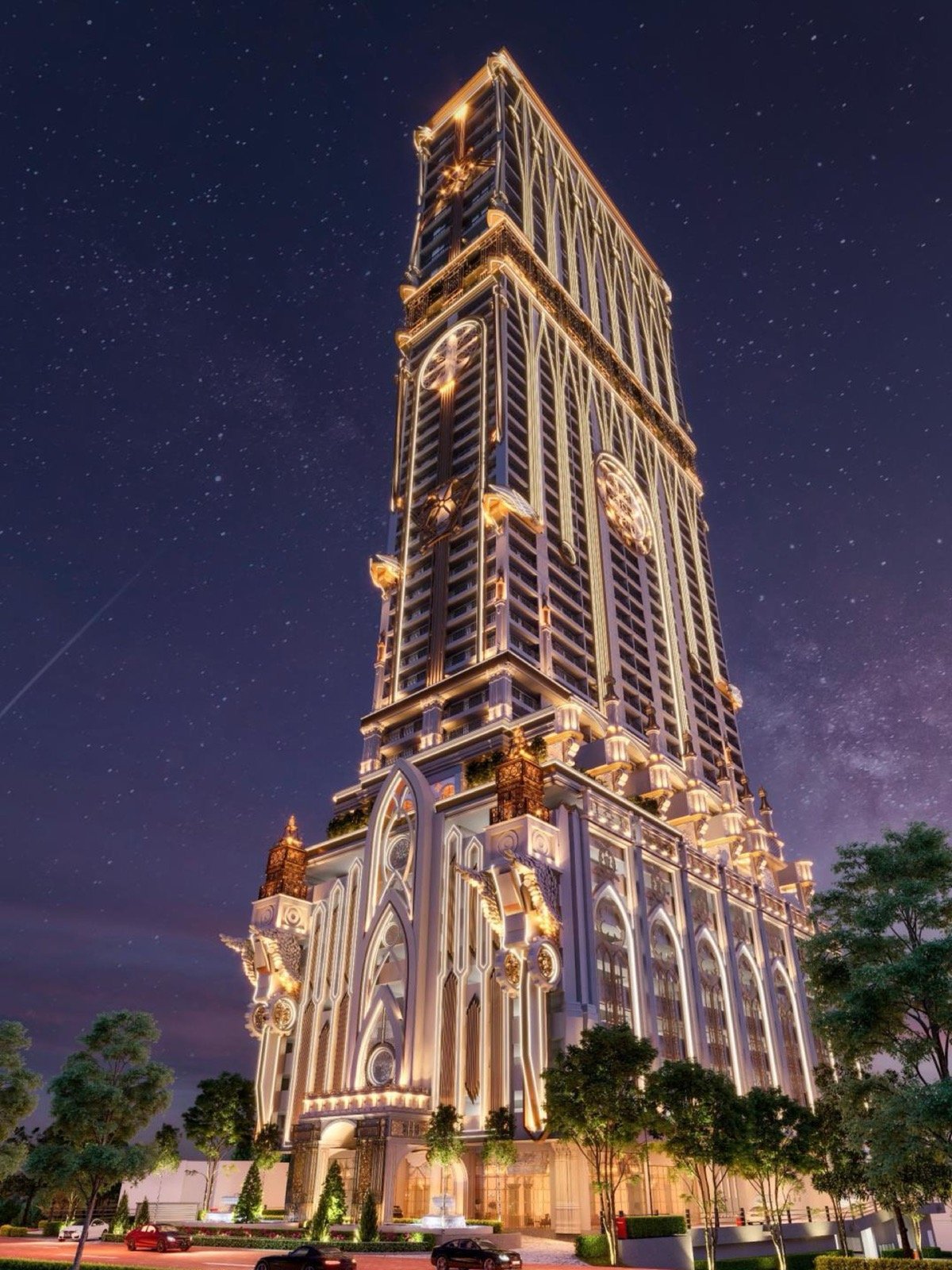 Arte Solaris tower at night: artist's impression
