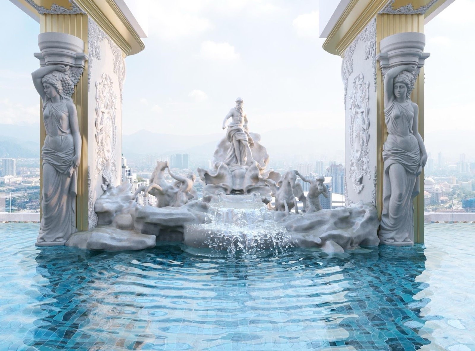 Arte Solaris Royale Trevi Pool fountain sculpture: artist's impression