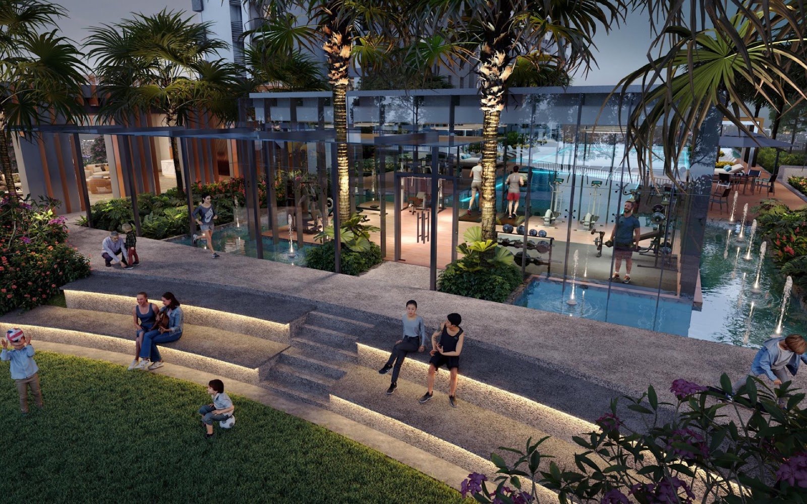Arunya Residences amphitheatre promenade beside the gym: artist's impression