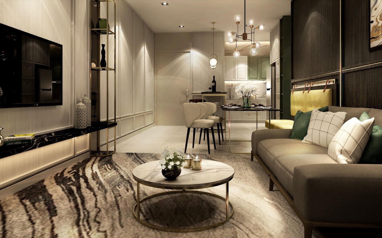 Arunya Residences living and dining room: artist's impression