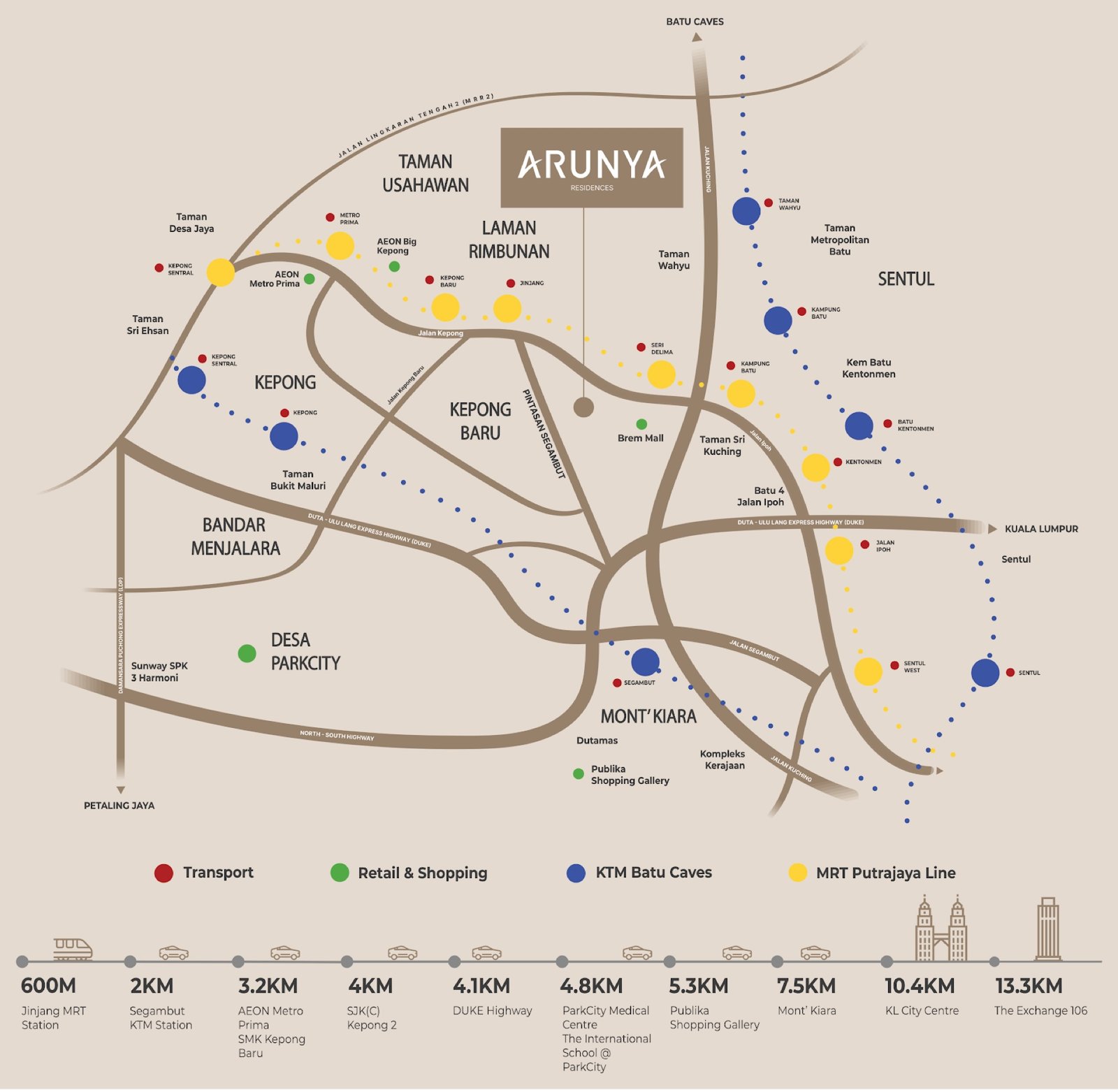Arunya Residences KL North location map