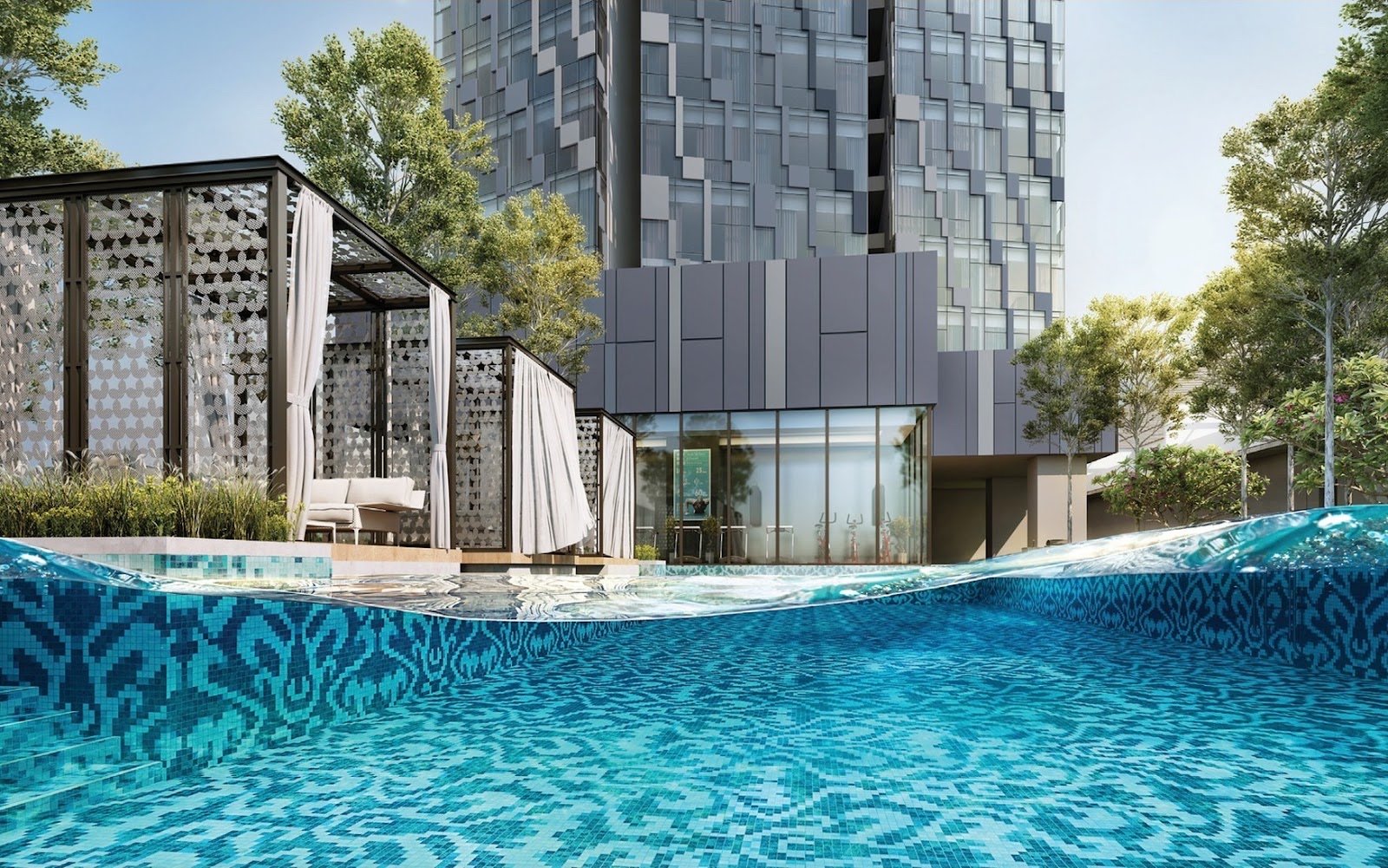 Ascott Star Residence pool and cabanas: artist's impression