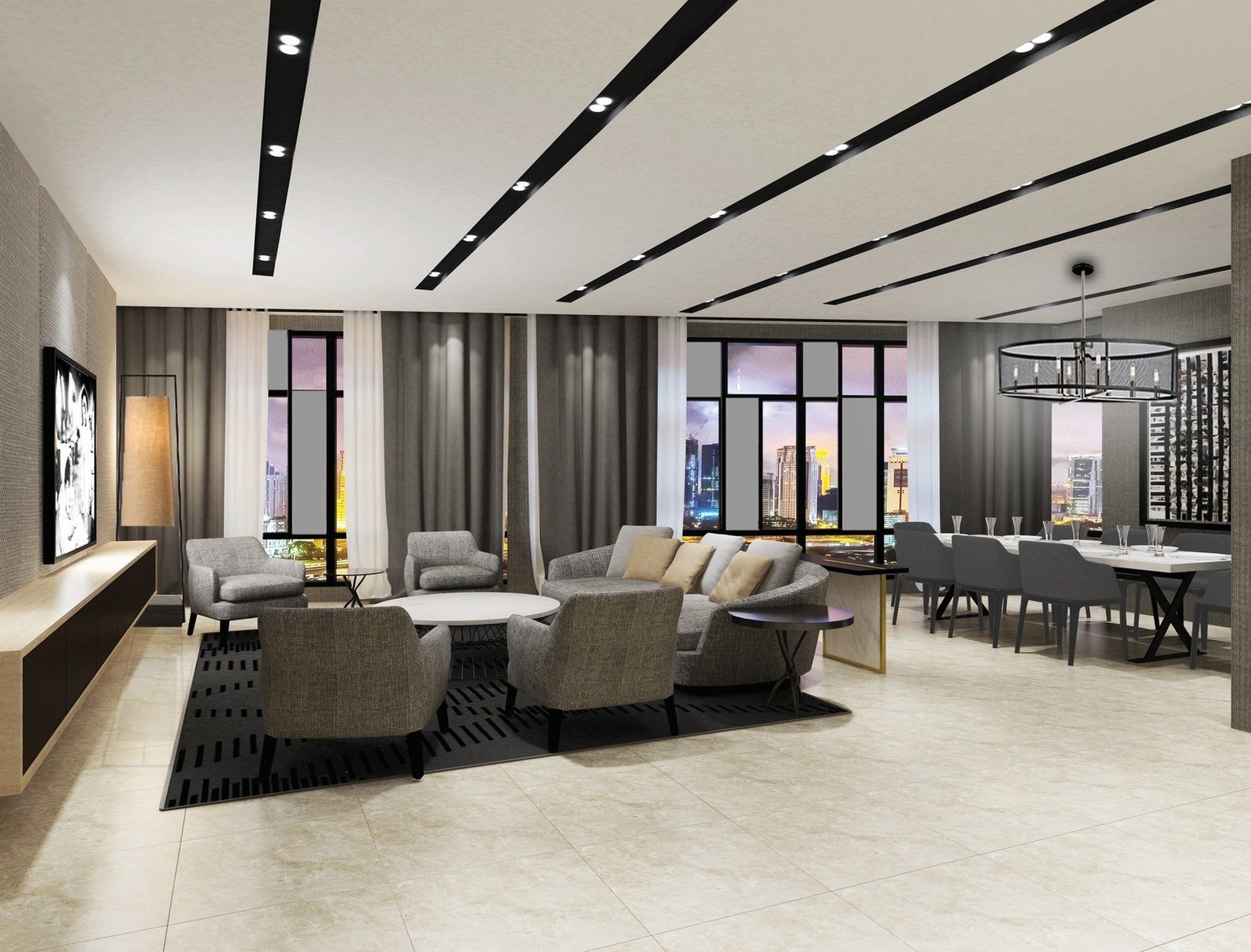 Ascott Star Residence lounge and dining area: artist's impression