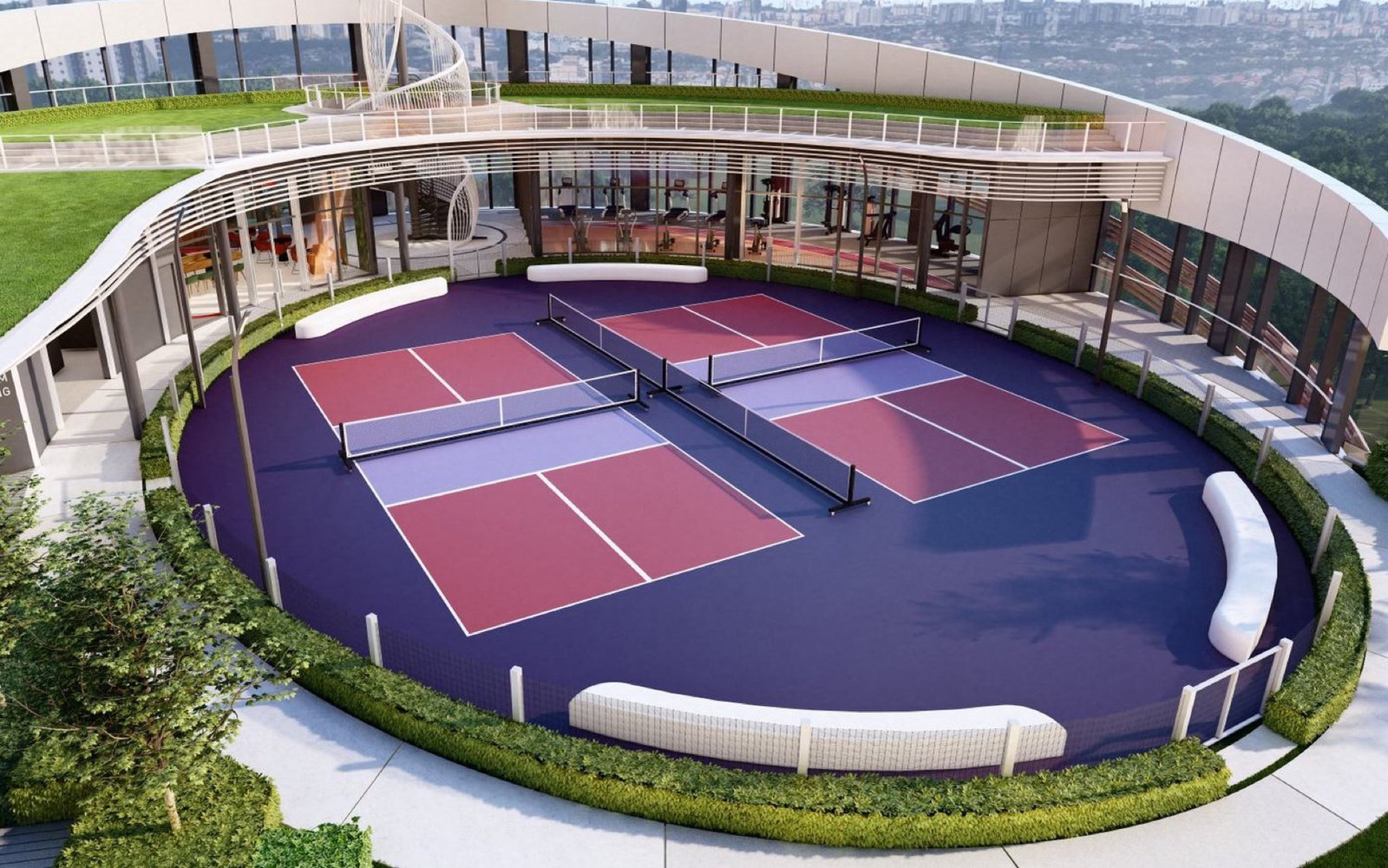Aurum Suites pickleball court: artist's impression