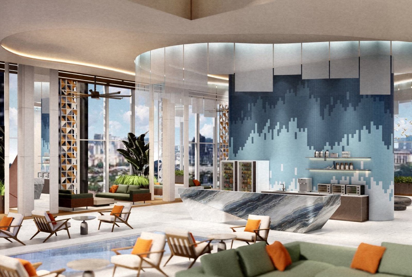 Aurum Suites podium lobby and lounge: artist's impression