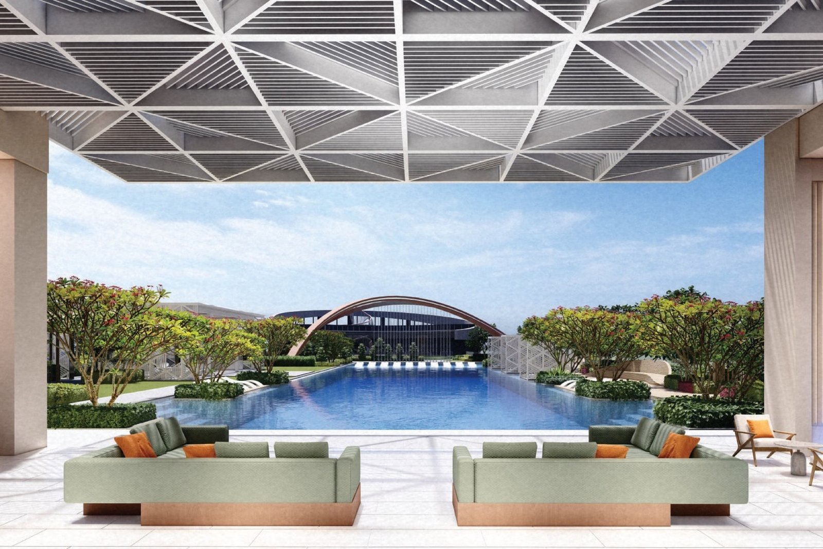 Aurum Suites poolside lounge on the podium: artist's impression
