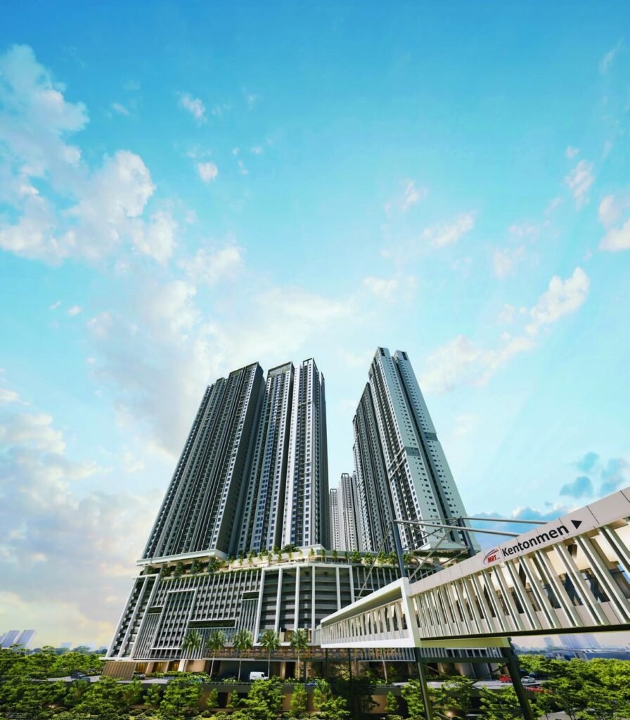 Bamboo Hills Residences, Jalan Ipoh: artist's impression of the three towers and the link bridge to Kentonmen MRT