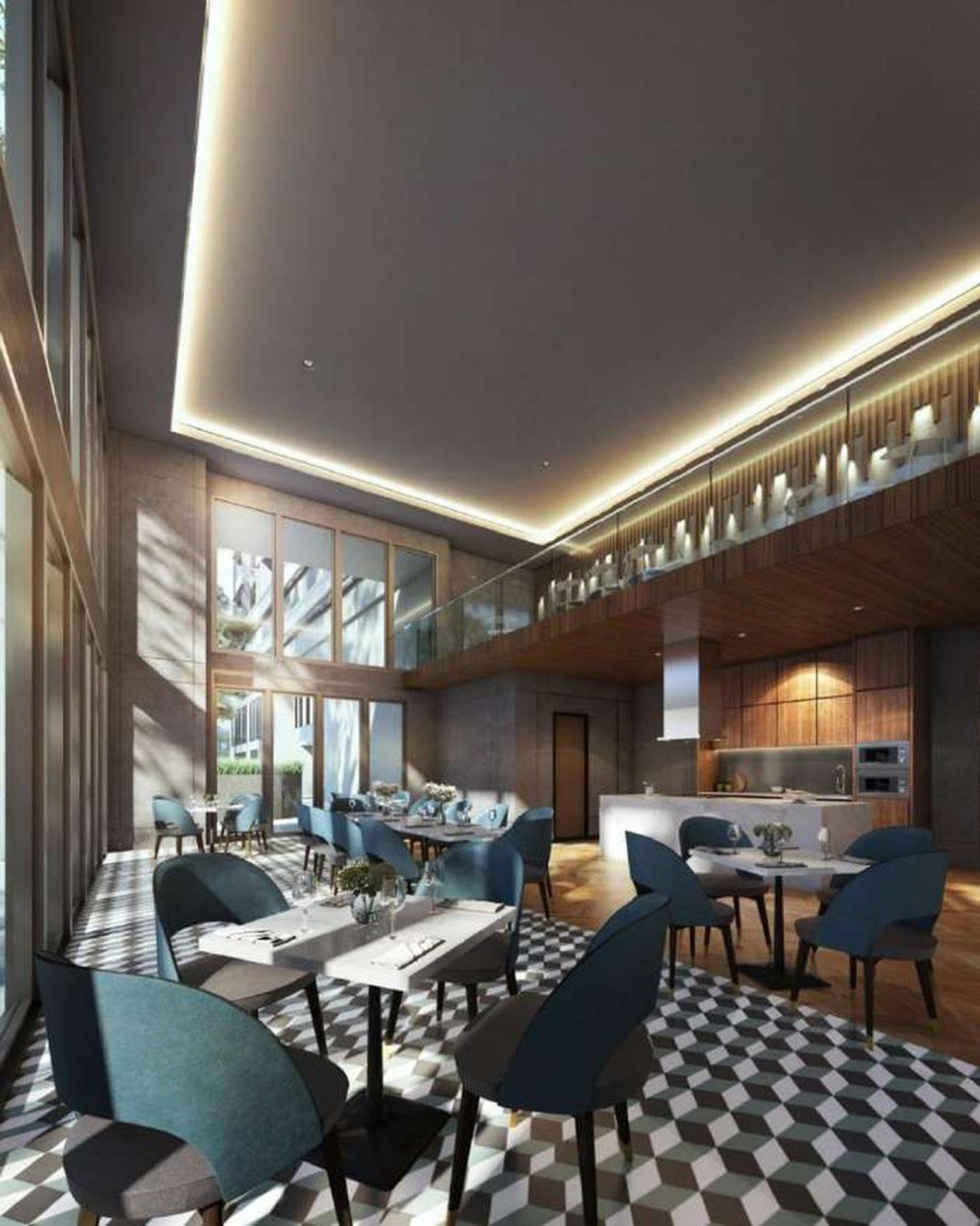 Bangsar Hill Park Verdura gourmet kitchen and eating area: artist's impression