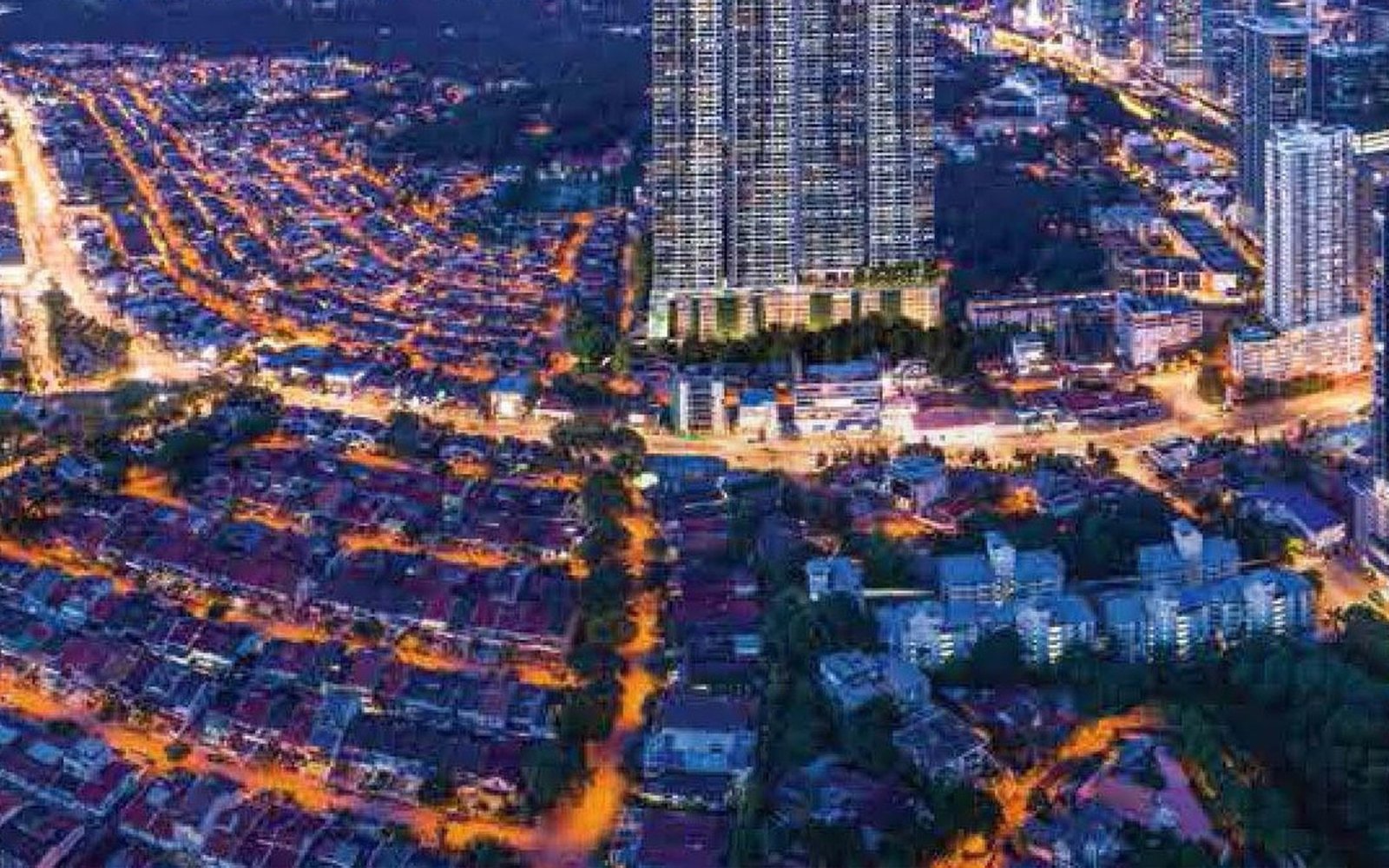 Bangsar Hill Park and the Bangsar neighbourhood at night: artist's impression