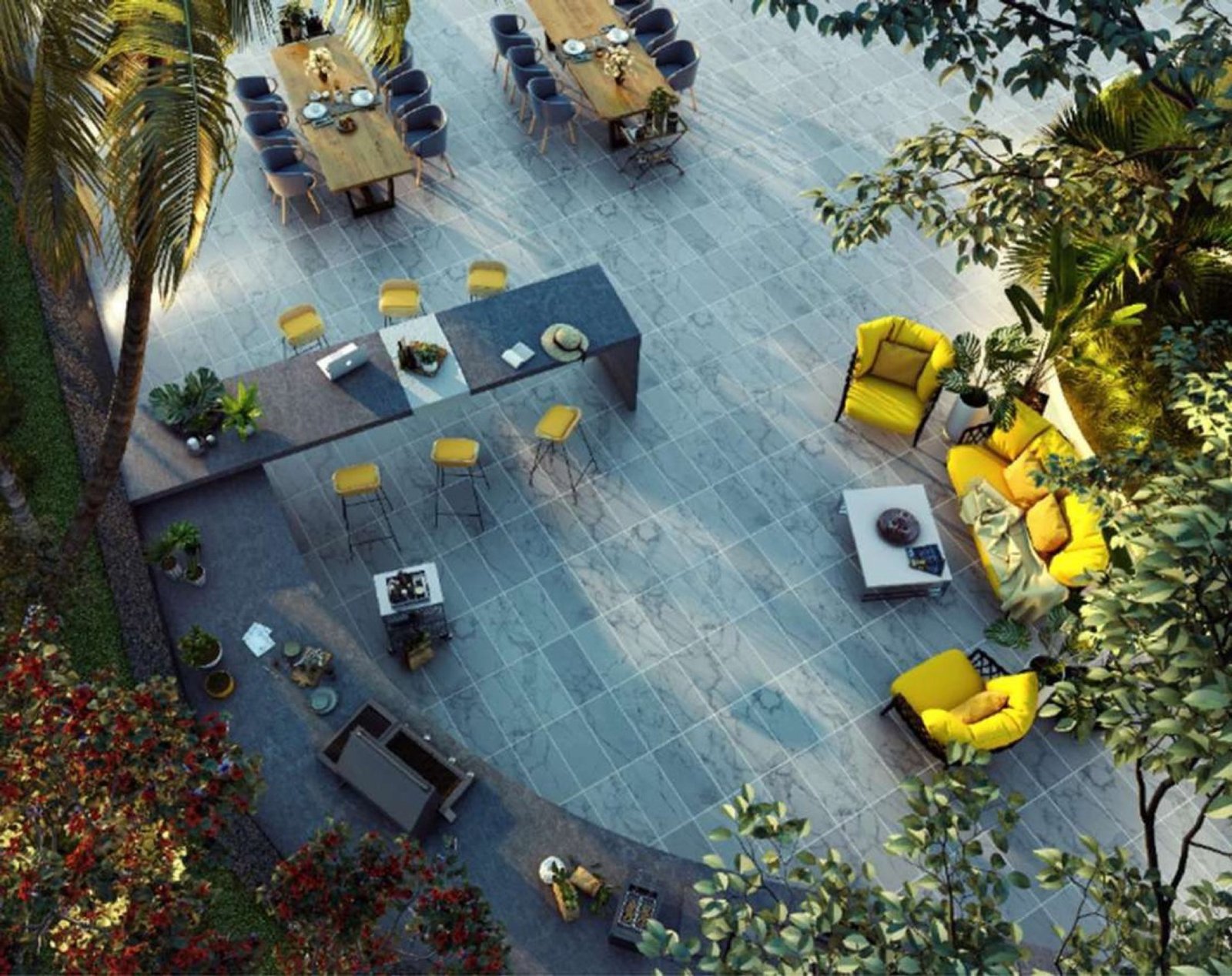 Bangsar Hill Park Verdura barbecue and outdoor dining area seen from above: artist's impression