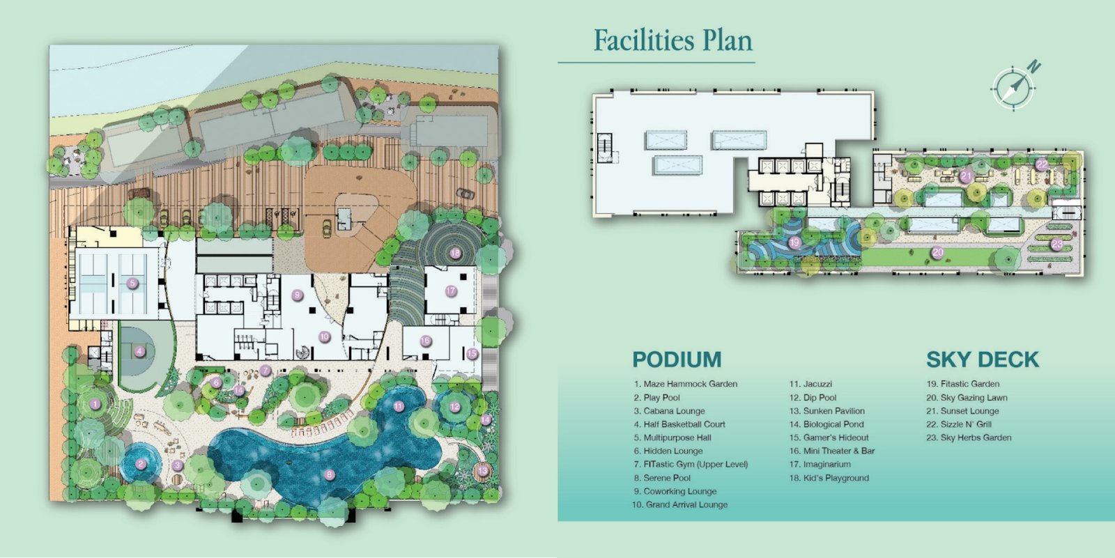 D'Tessera Residences podium and sky deck facilities plan