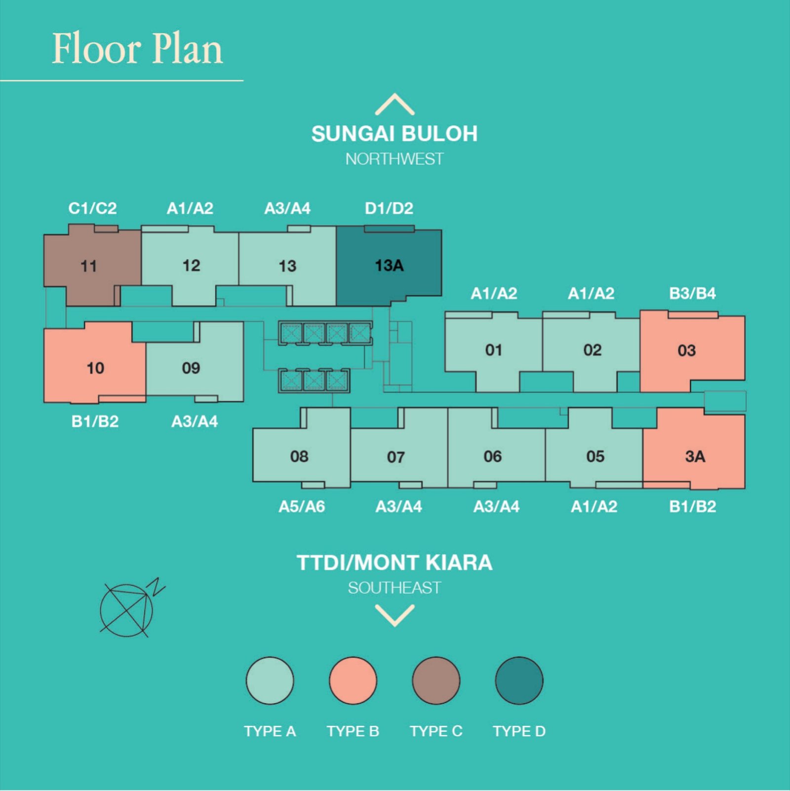 D'Tessera Residences typical floor plan with unit types