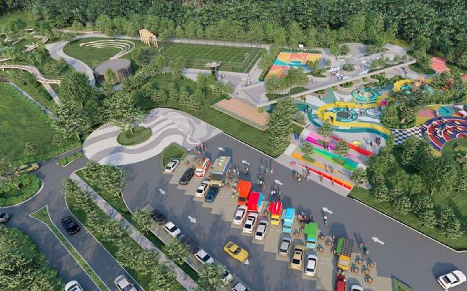 Senses Park beside Damansara Livista, aerial view: artist's impression