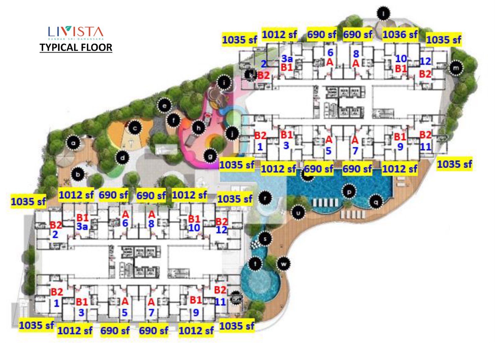 Damansara Livista typical floor plan with unit types