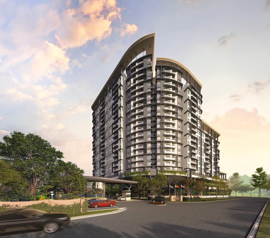 Daya Residence condominium tower and entrance: artist's impression