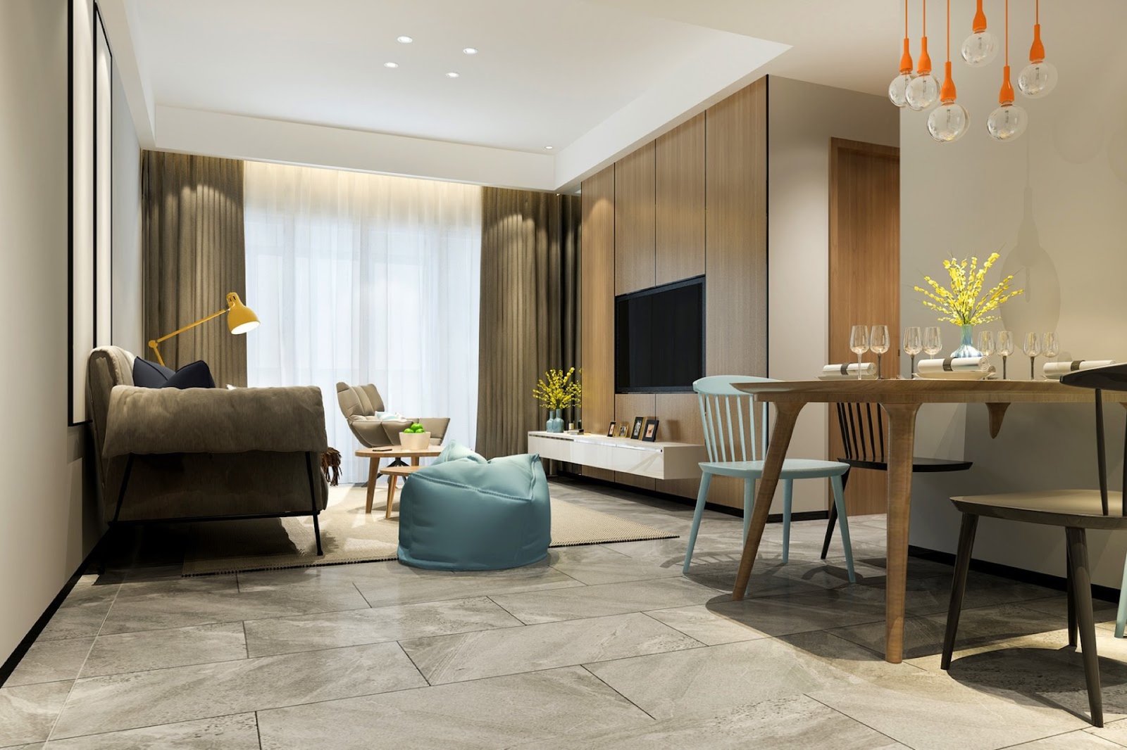 Daya Residence living and dining area: artist's impression