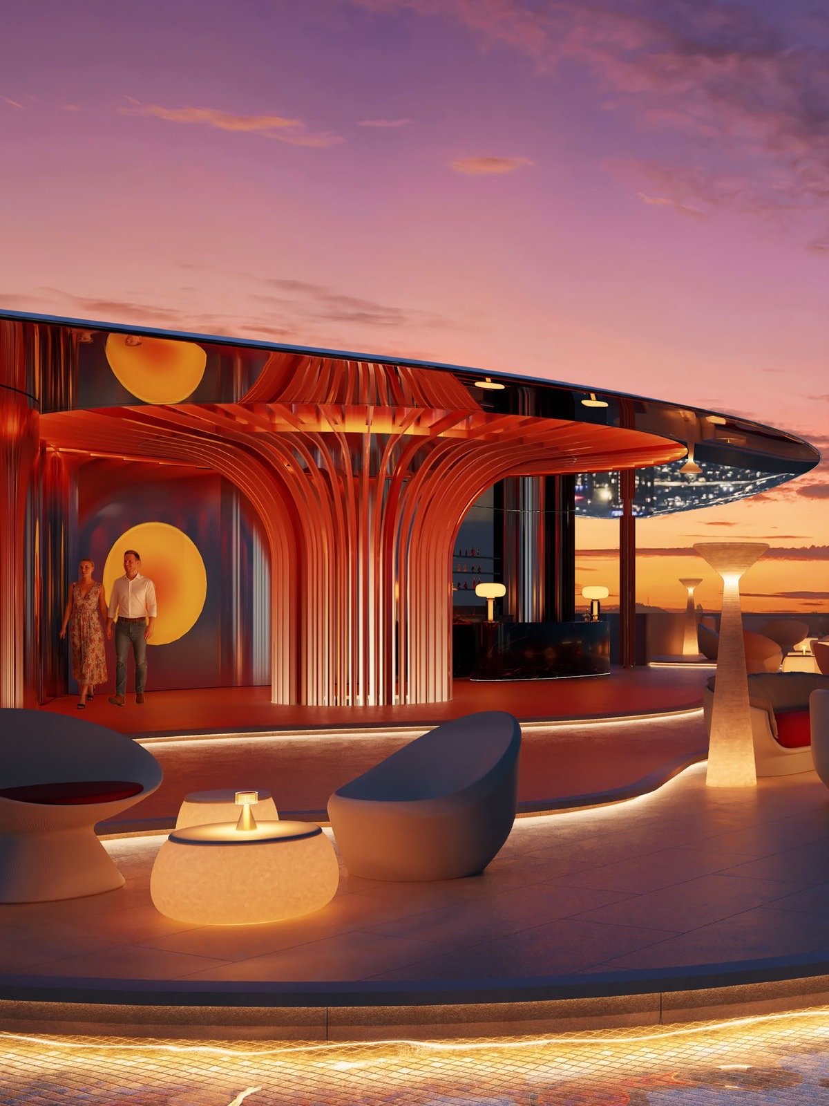 DIVINE KL City Centre proposed rooftop bar at sunset: artist's impression