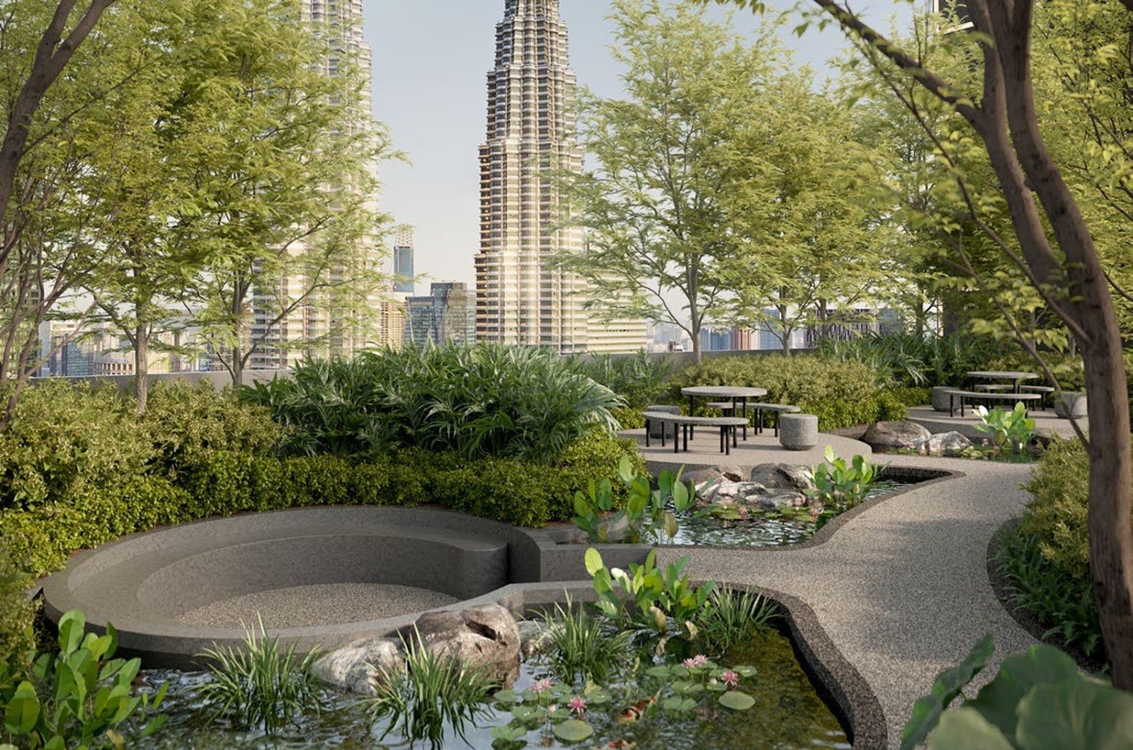 DIVINE KL City Centre water garden and sunken lounge: artist's impression