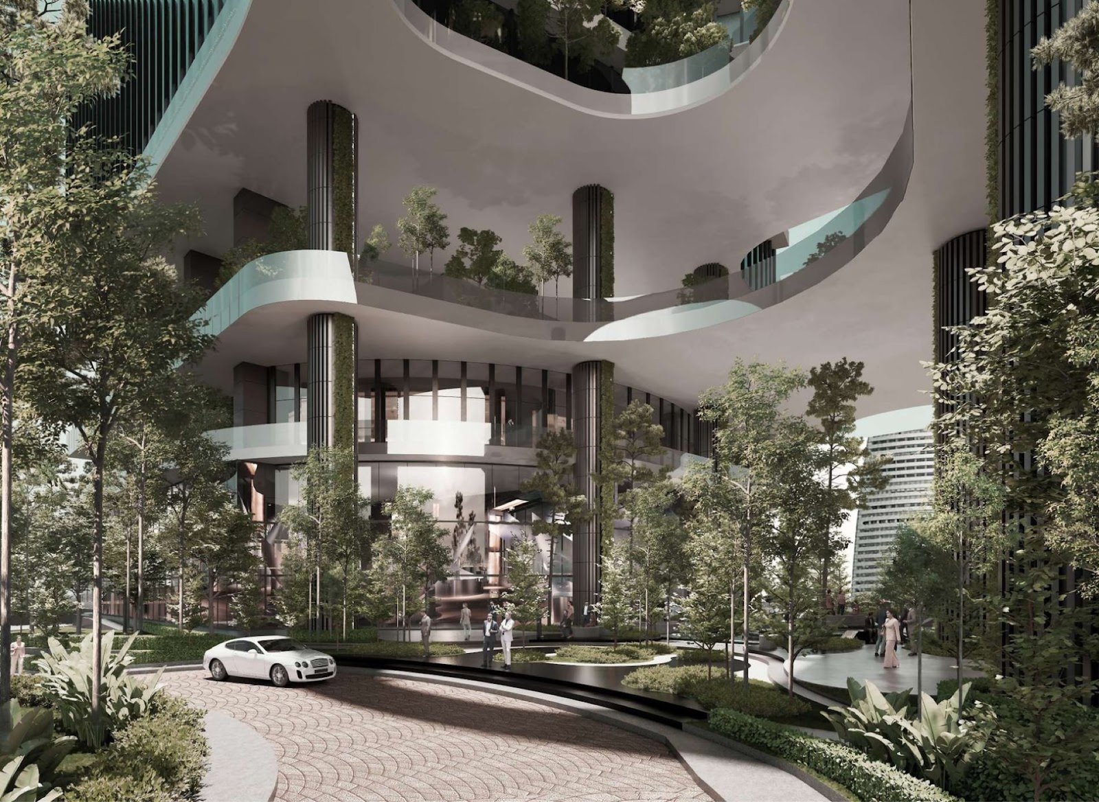 Duo Tower drop-off under the landscaped podium: artist's impression