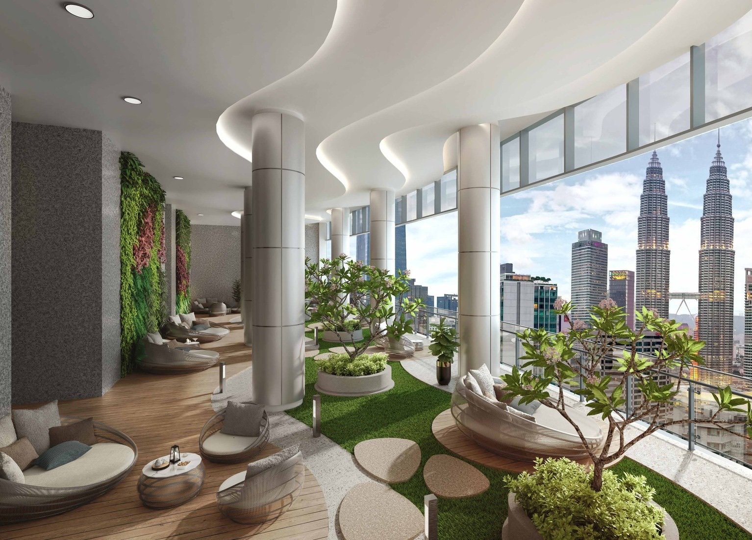 Eaton Residences day bed garden: artist's impression