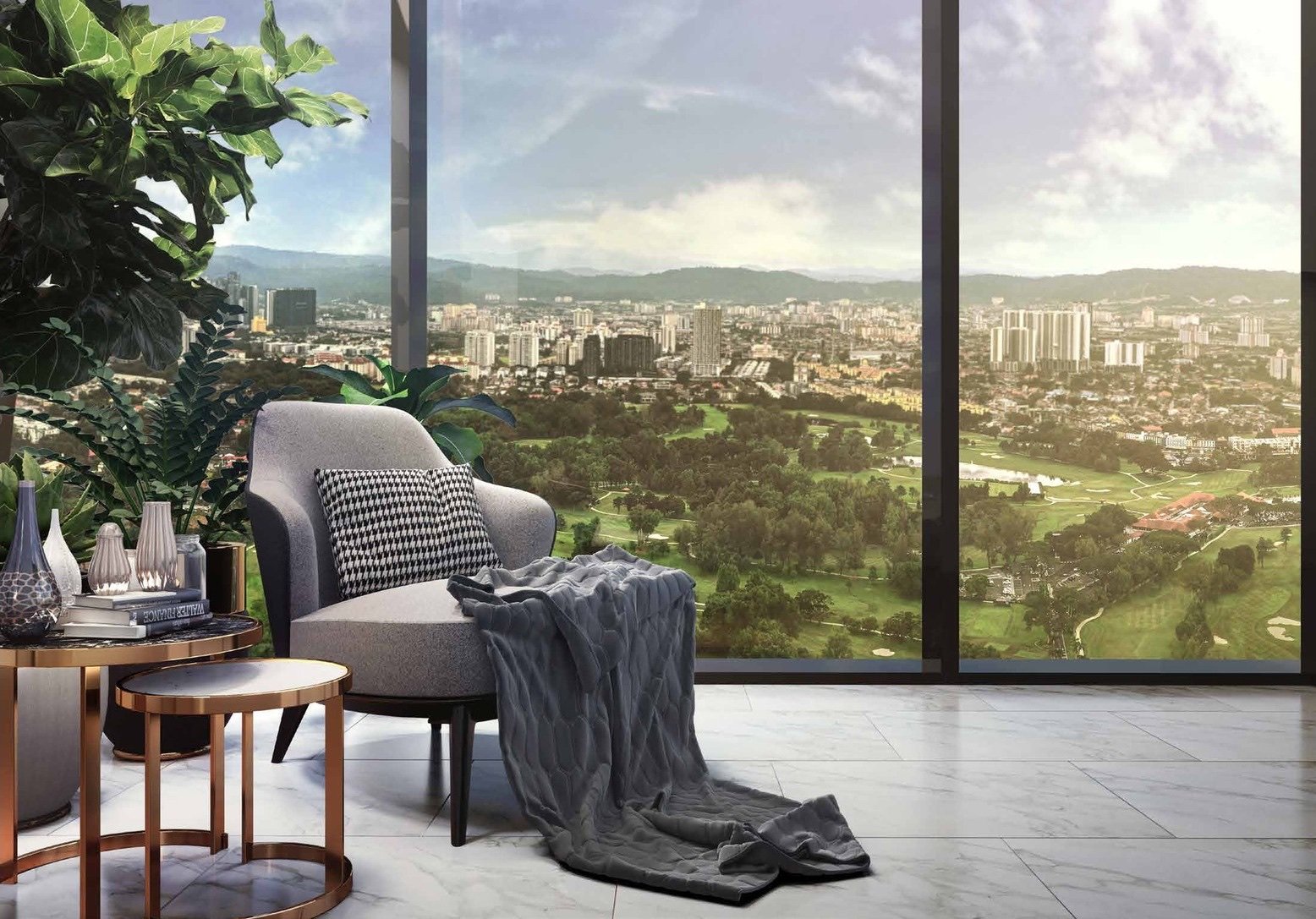 Eaton Residences interior corner facing the golf course: artist's impression