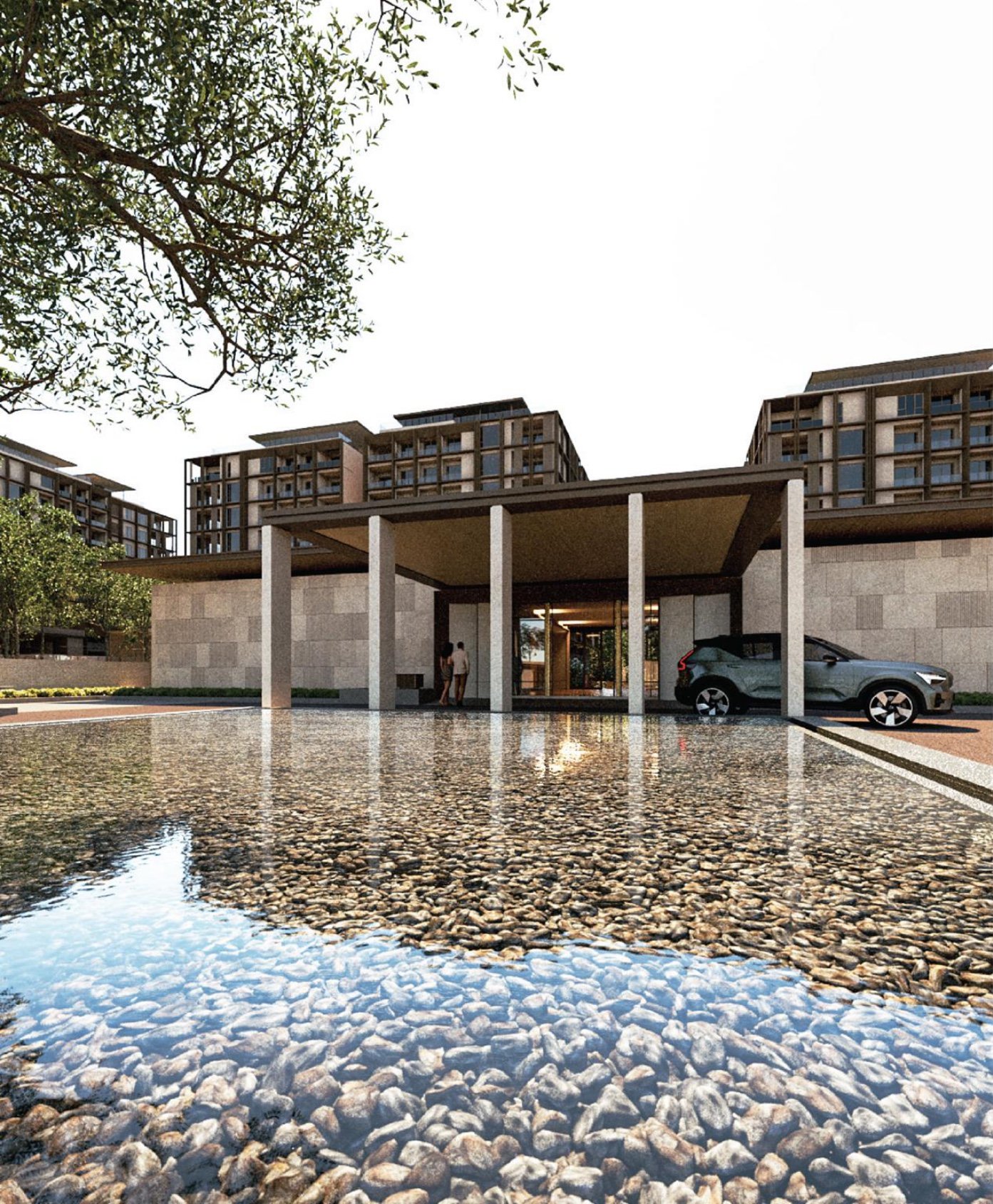 EDEN Taman Duta entrance drop-off and reflecting pool: artist's impression