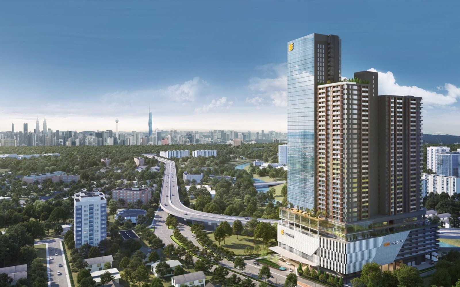 EkoTitiwangsa aerial view towards the KL skyline: artist's impression
