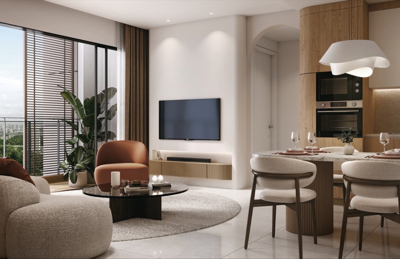Enlace Suites II living and dining area: artist's impression