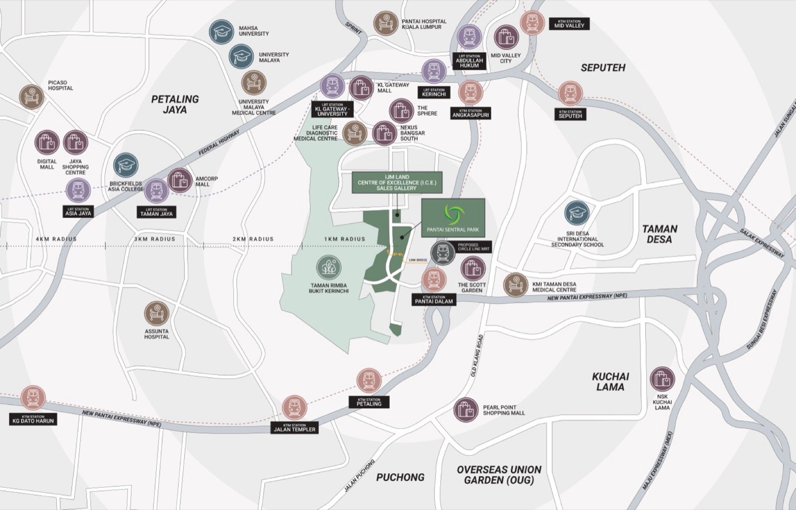 Enlace Suites II location map, Pantai Sentral Park