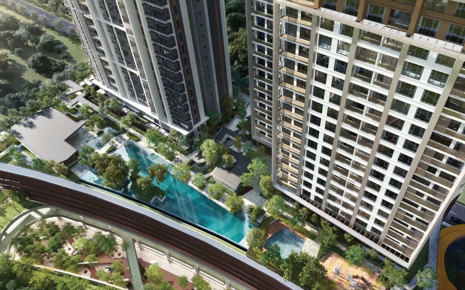 Enlace Suites II podium pool deck seen from above: artist's impression