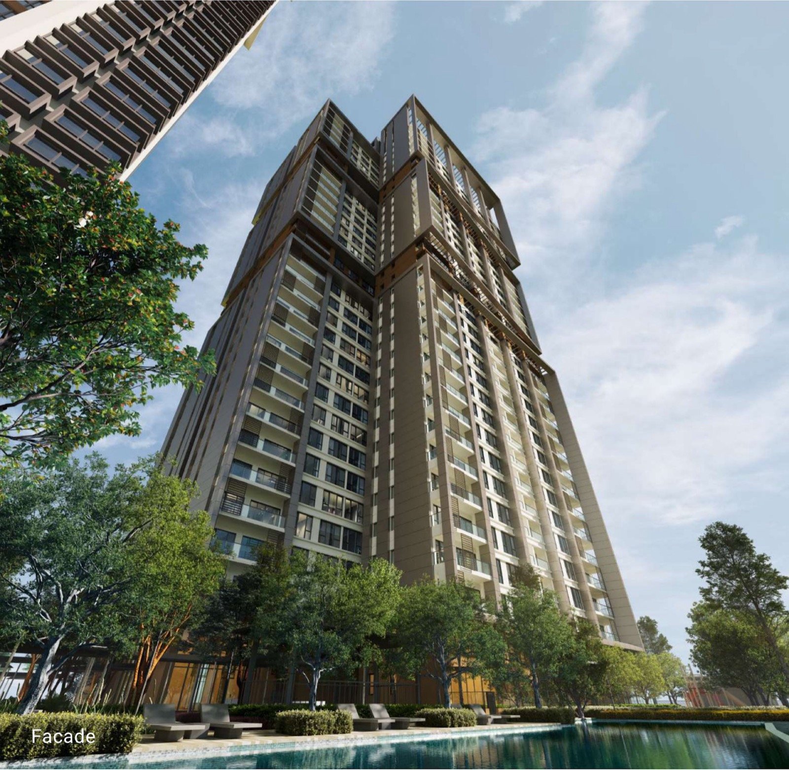 Enlace Suites II, Pantai Sentral Park: artist's impression of the tower facade from the pool deck