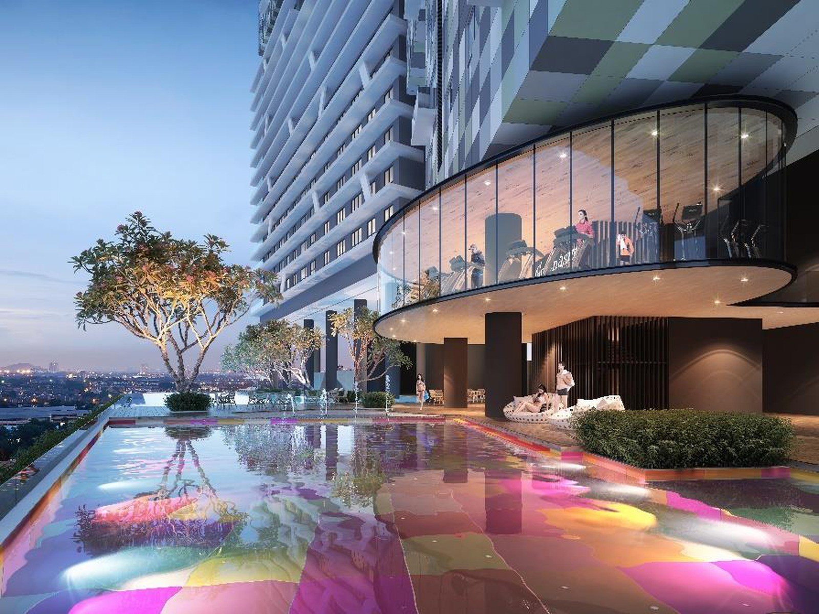 Est8 @ Seputeh pool deck and glass-walled gym: artist's impression