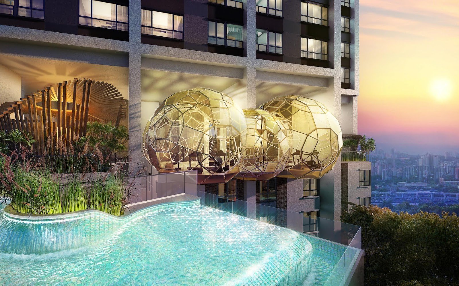 Est8 @ Seputeh poolside dome pods: artist's impression