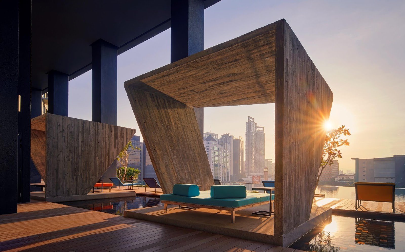 Est8 @ Seputeh poolside pavilion at sunset: artist's impression