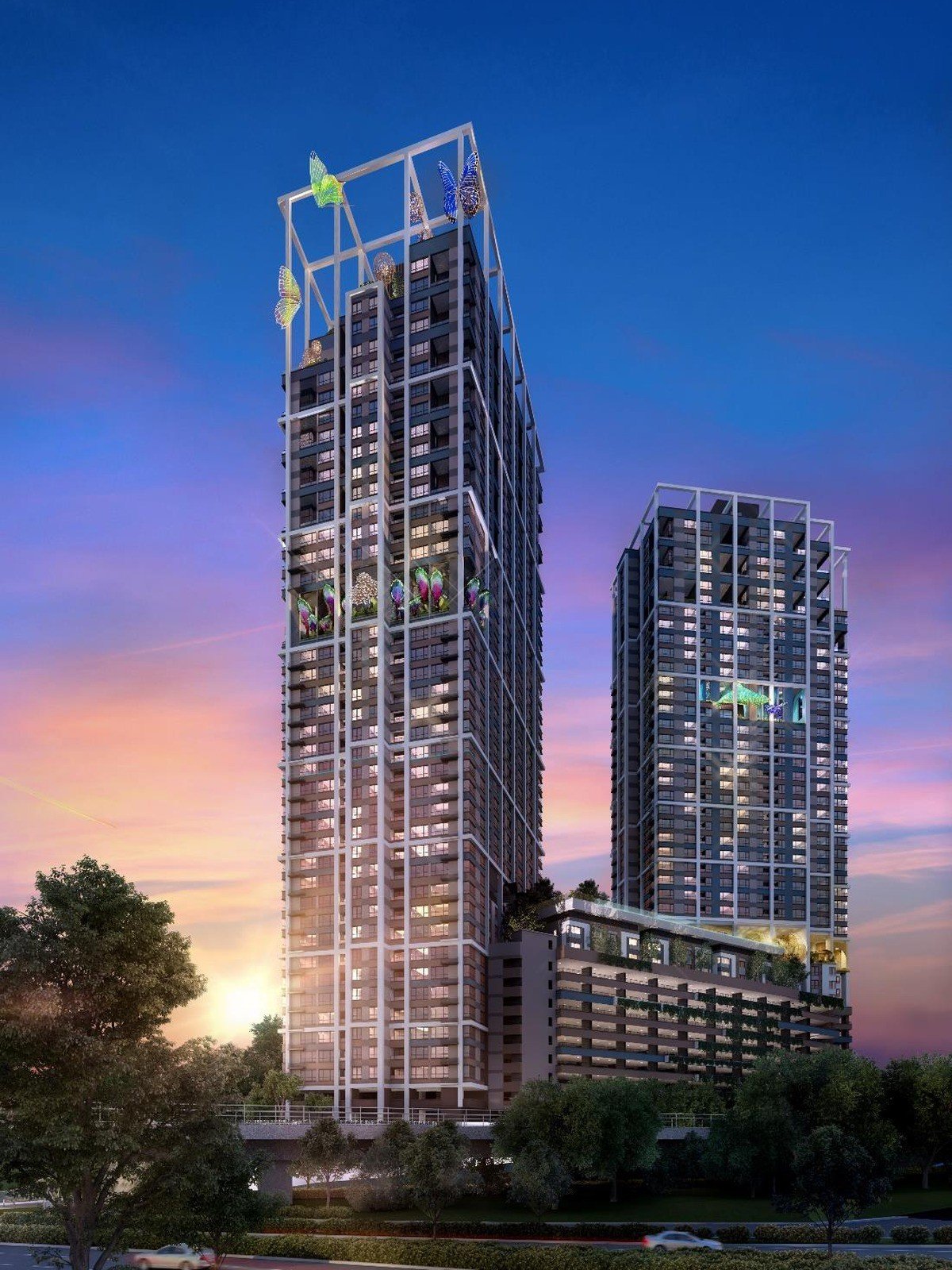 Est8 @ Seputeh towers at dusk: artist's impression