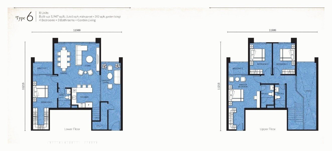 Est8 @ Seputeh Type 6 duplex floor plan, 4 bedroom, 1,947 sq ft