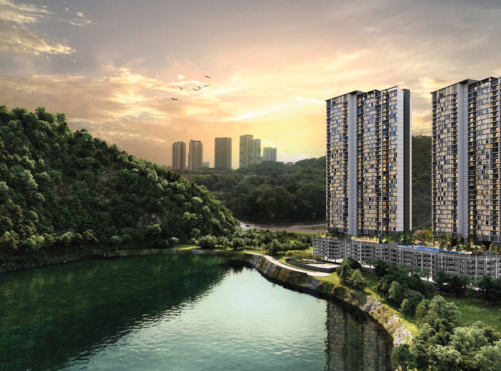 Forest Hill Residences towers beside the lake: artist's impression