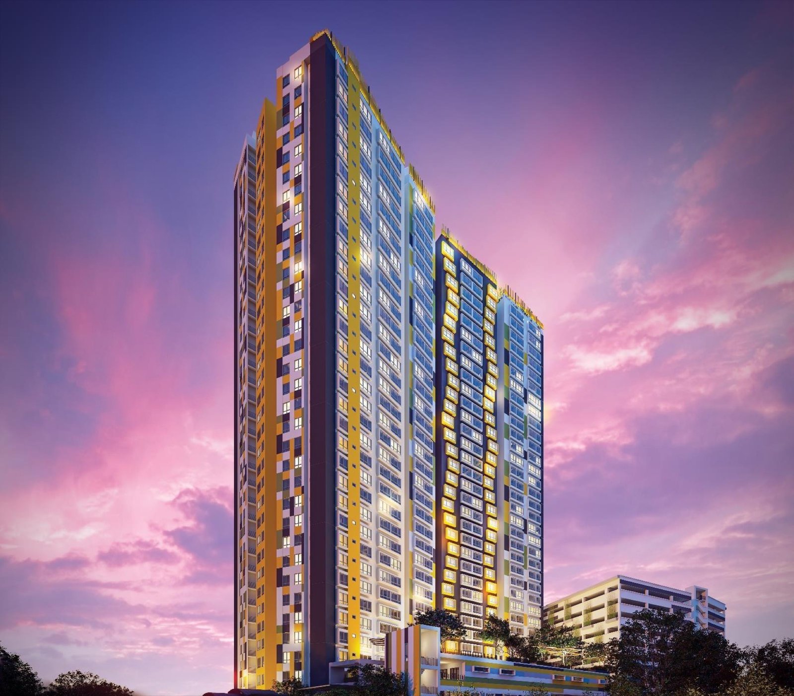 Helix 2 PJ South tower at dusk: artist's impression