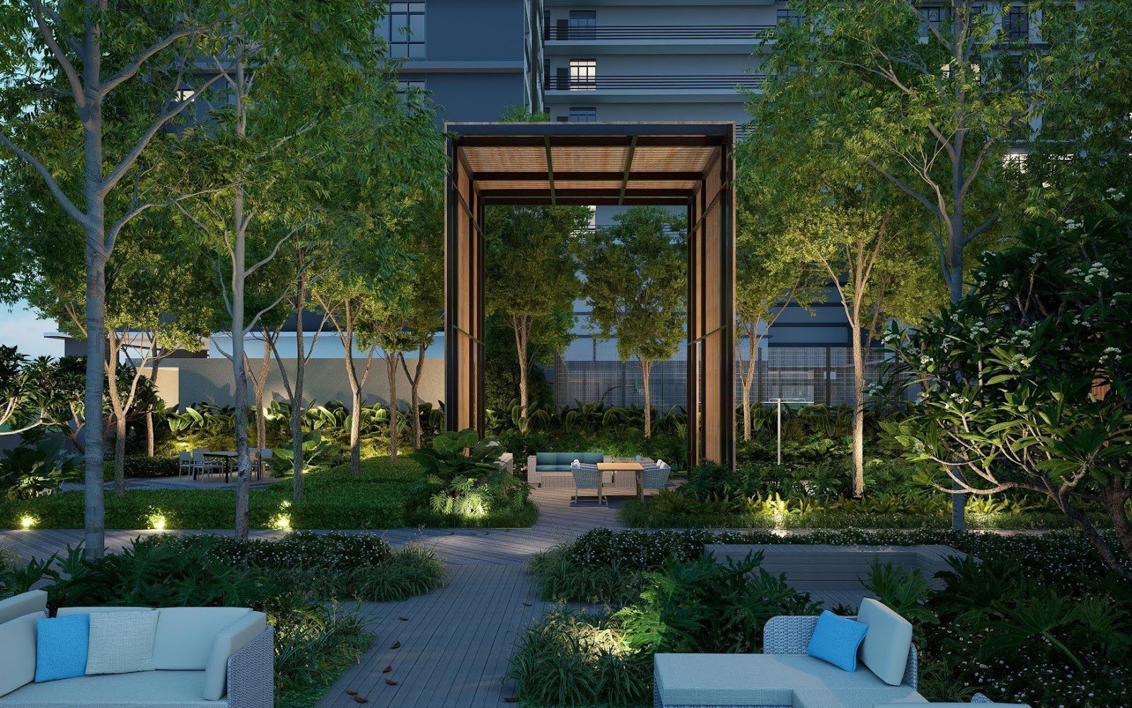 Khaya Residences garden pavilion and lounge seating: artist's impression